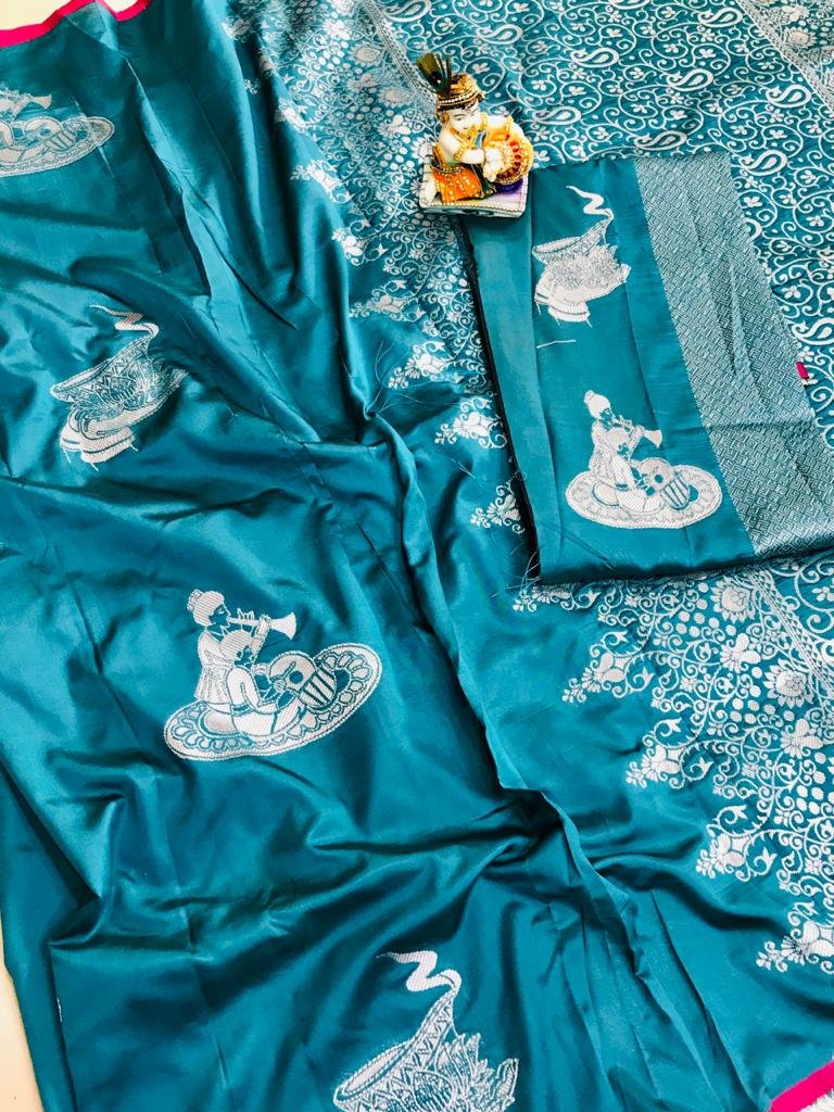 Blue lichi silk with full body weaving jari & new extra ordinary design dvz0001708