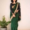 Bottle Green Silk woven Saree DV430