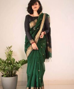 Bottle Green Silk woven Saree DV430
