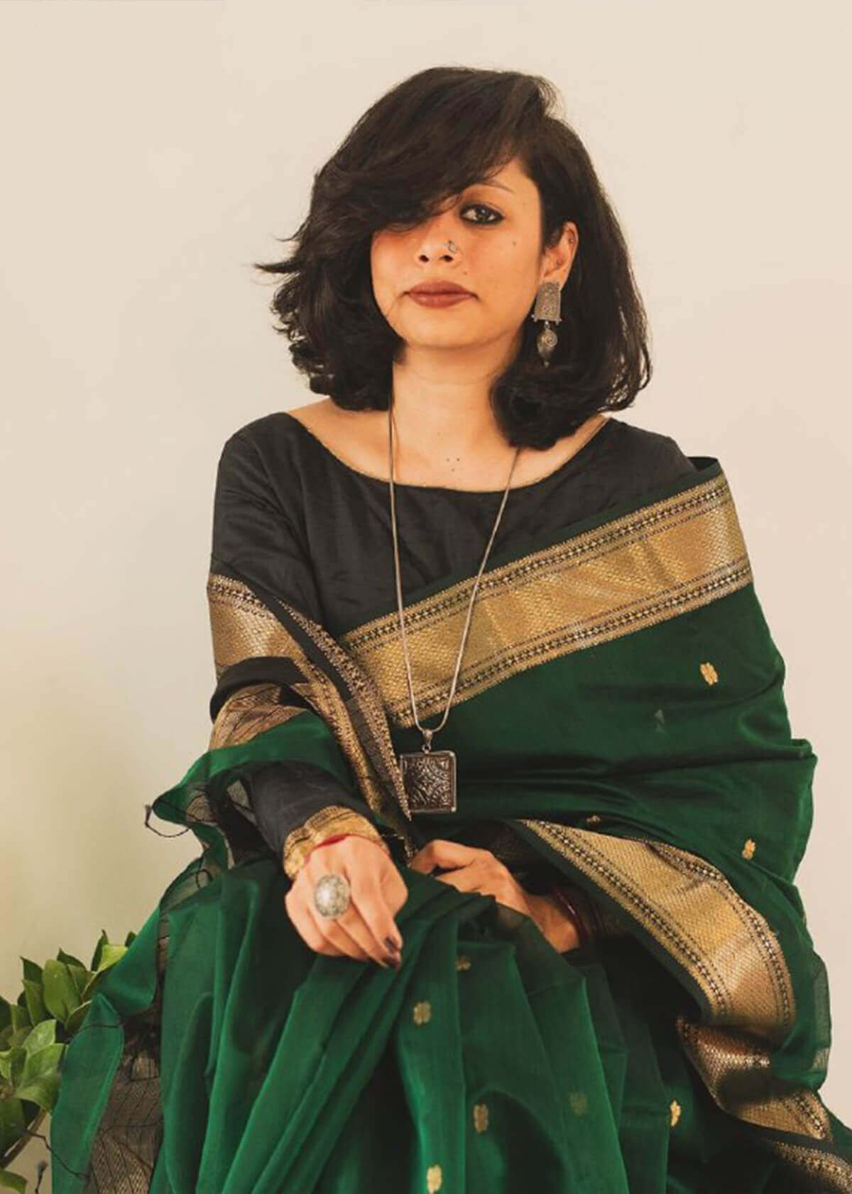 Bottle Green Silk woven Saree DV430-5