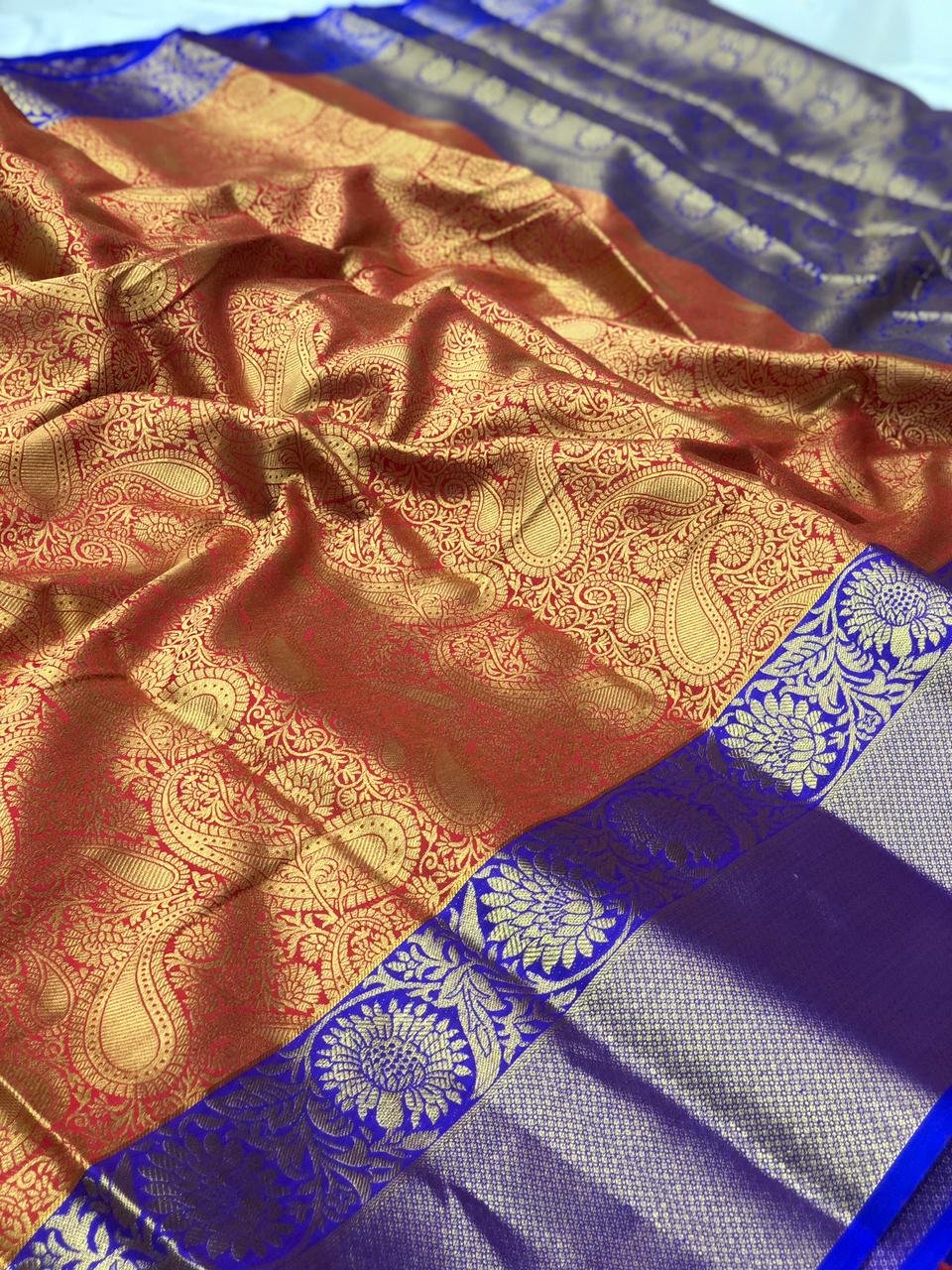 Branded Kanchipuram silk saree in Red dvz0001955