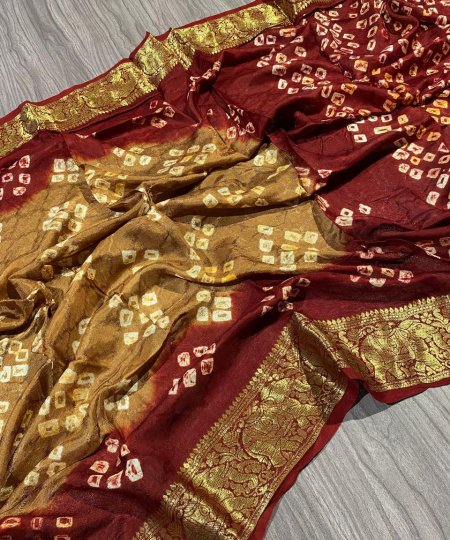 Brown Art Silk Bandhej Saree DVZ0003969-2