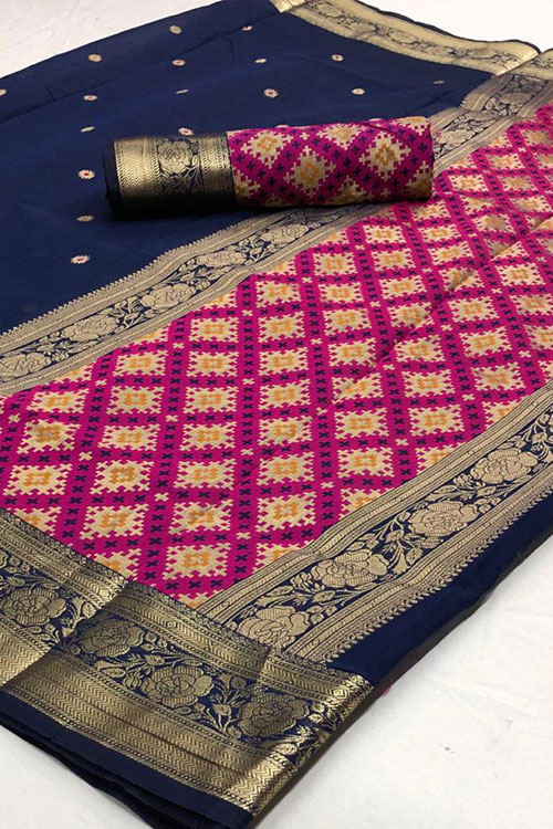 Cotton Weaving silk Blue saree dvz0001193