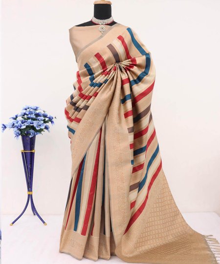 Cream Kanjivaram Pattu Silk Saree DVZ0003997