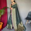 Dark Green color traditional silk woven marriage function special saree dvz0003435