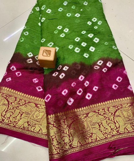 Dual Color Bandhej Printed Saree DVZ0003981