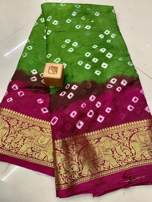 Dual Color Bandhej Printed Saree DVZ0003981