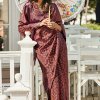 Dvanza women's Brasso silk saree (Maroon, Printed, dvz0001097)