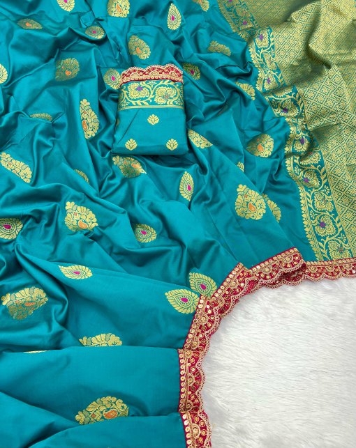 Elegant Teal Kanjivaram Designer Party Wear Saree DV436-2