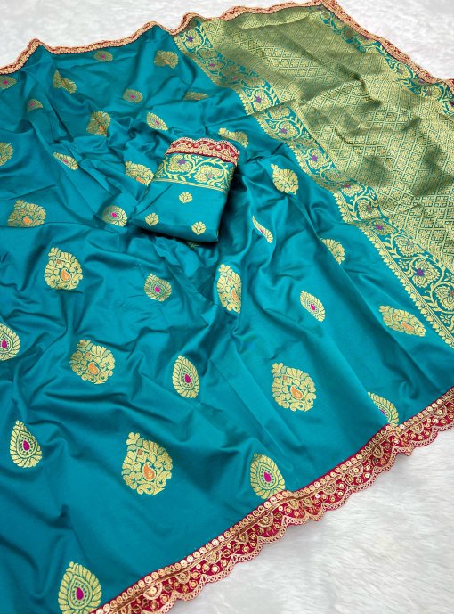 Elegant Teal Kanjivaram Designer Party Wear Saree DV436-3