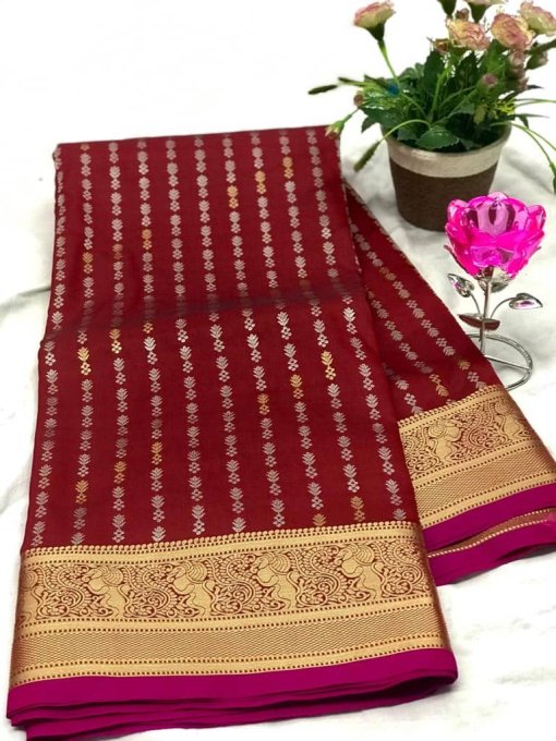 Exclusive Banarasi Silk Saree in Maroon dvz0002623-2