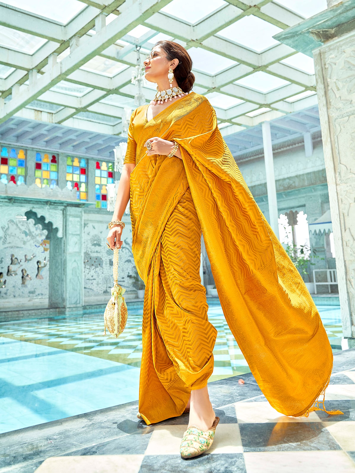 Uppada Silk Yellow Saree Online Shopping - – pochampallysarees.com