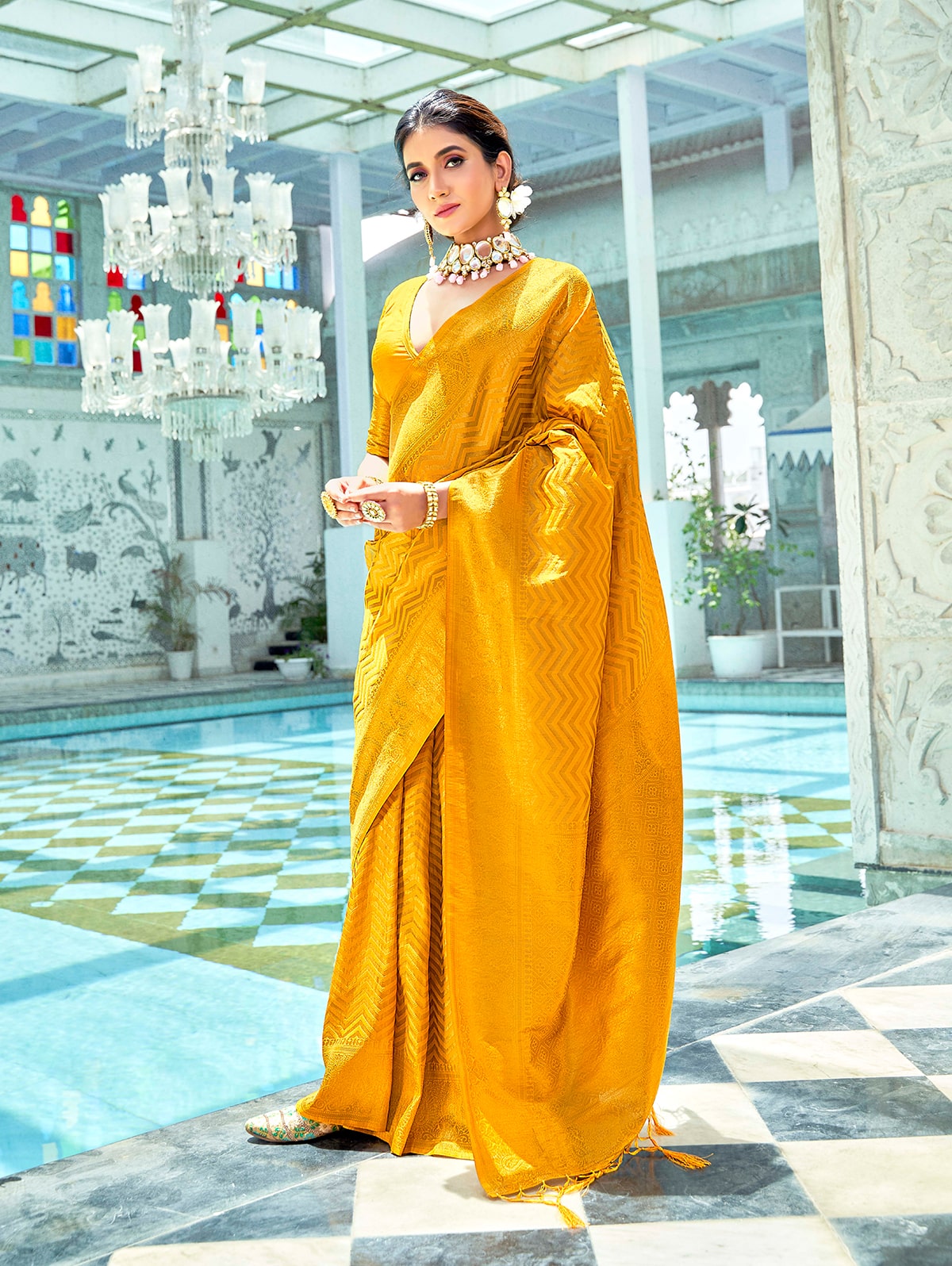 Discover the Magic of Kanchipuram Yellow & Black Silk Sarees – Sareeko