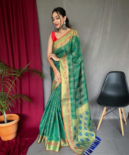 Green Patola Silk Paithani Saree