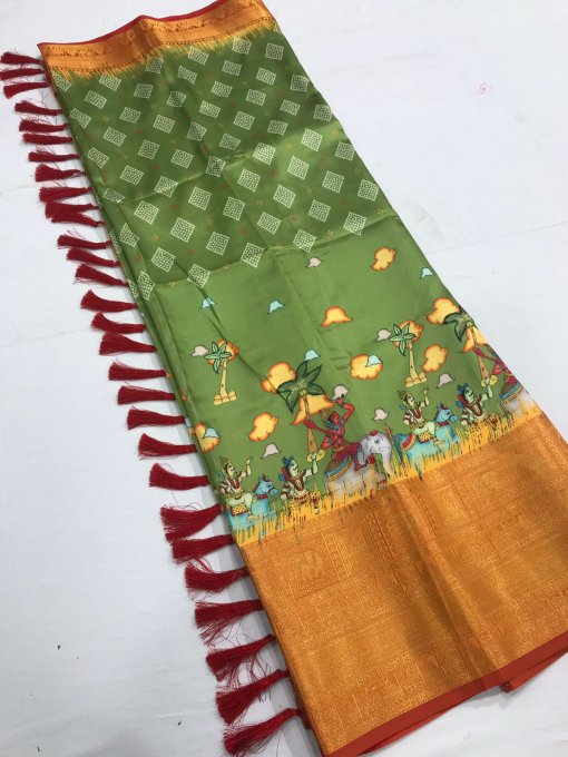 Green Kanchipuram Digital Printed Saree dvz0003411