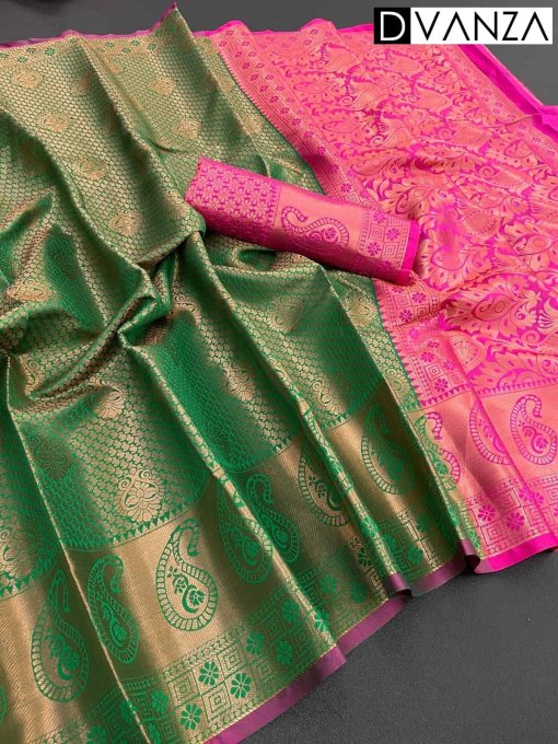 Green Soft Silk Traditional woven Saree dvz0003536