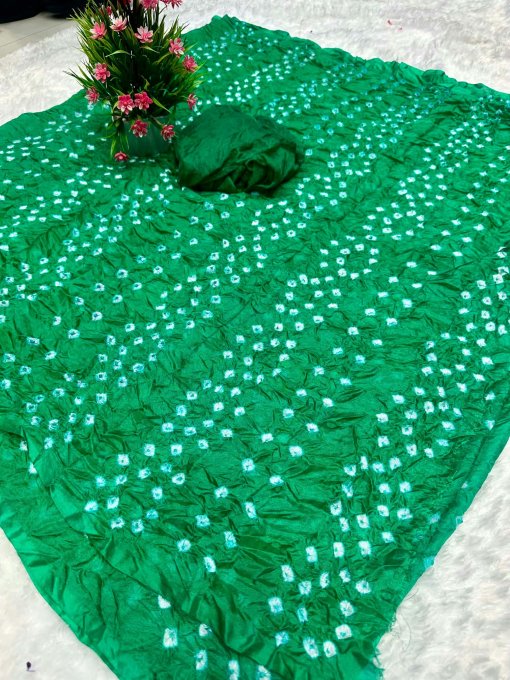 Green Soft silk Bandhani saree DV421-2