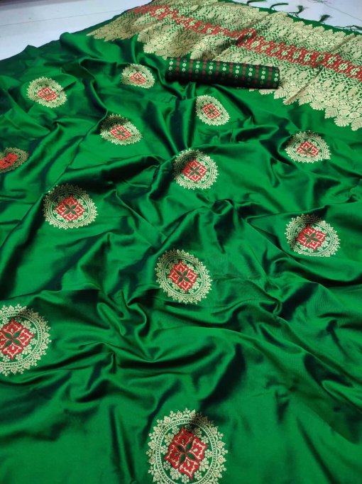 Green Colour Silk woven saree for Wedding Party