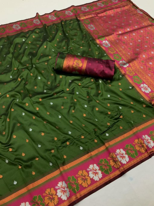 Green Trendy Silk Woven Saree DV435