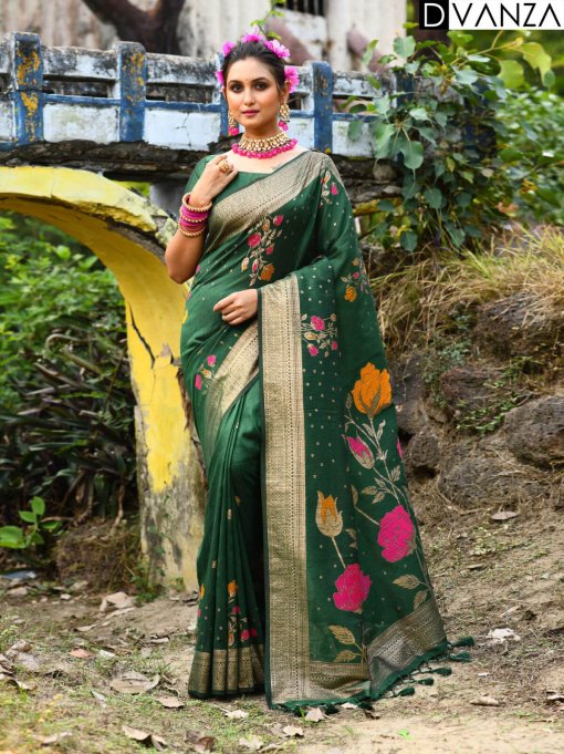 Green Tussar Silk Party wear Saree dvz0003895