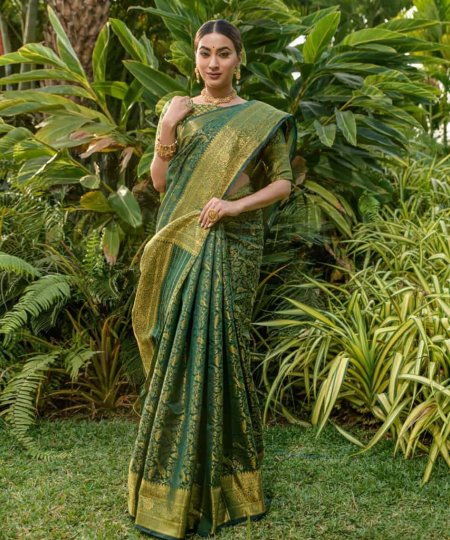 Green Woven Design Zari Lichi Silk Saree DVZ0003515