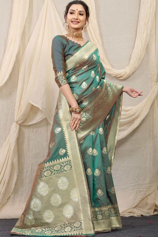 Green color south indian silk saree DVZ0003519-2