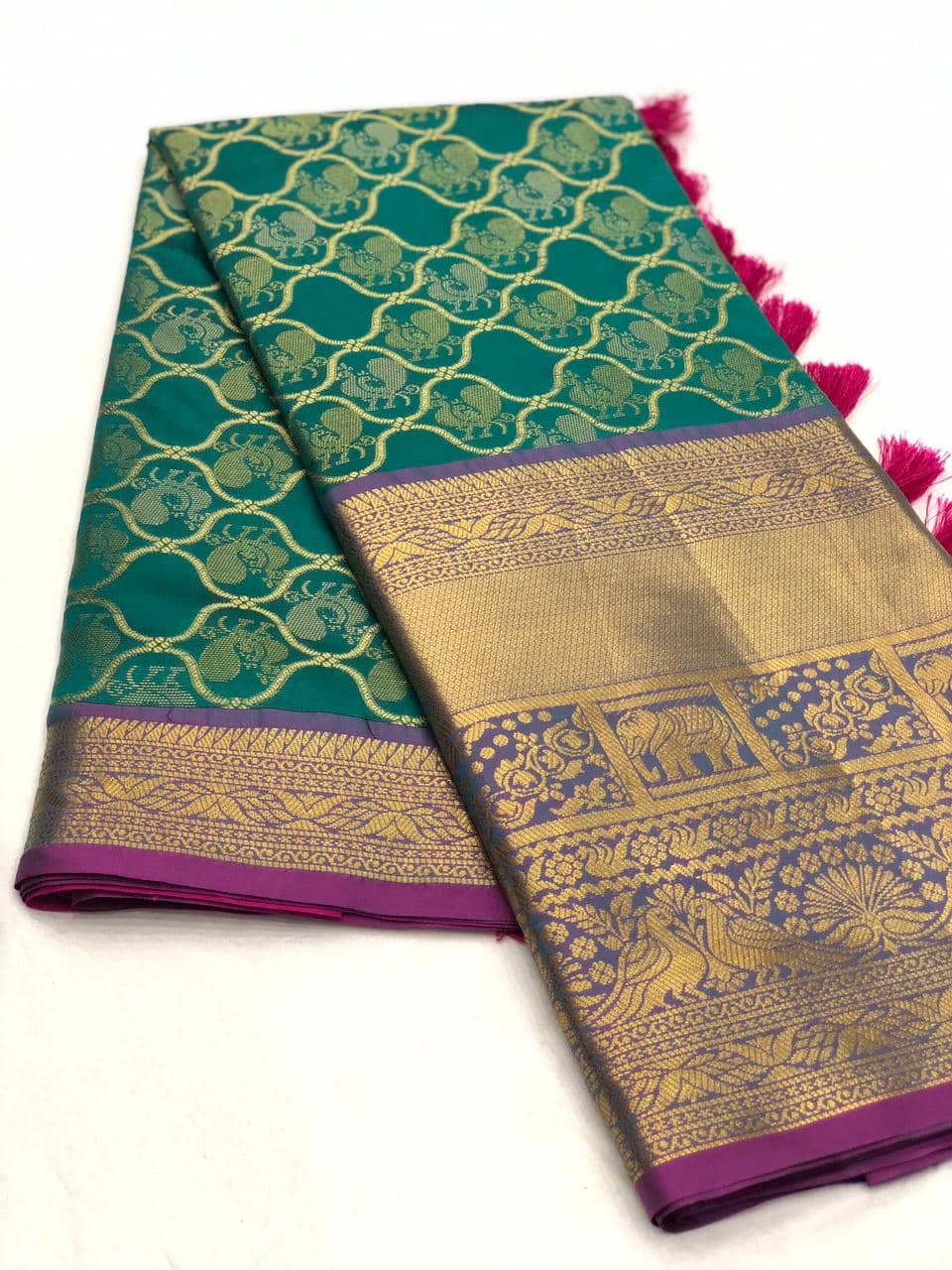 Green kanjeevaram silk sarees online shopping dvz0001992