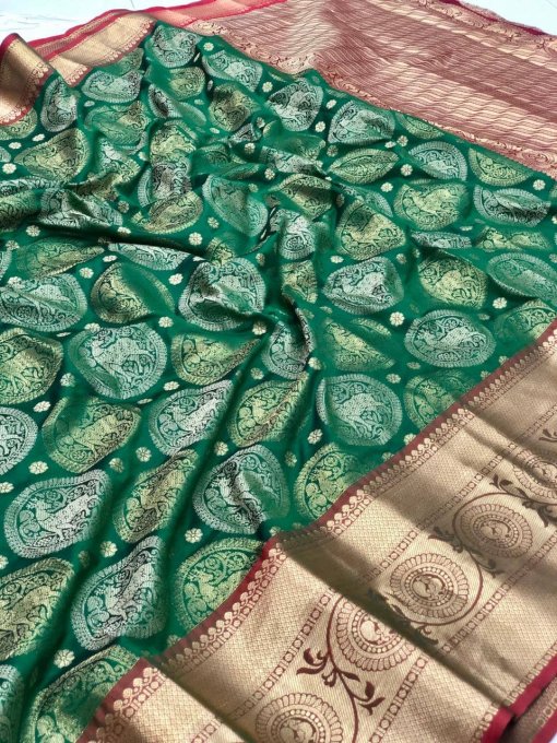 Green kanjeevaram silk sarees online shopping dvz0002107