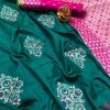 Green lichi silk zari weaving work saree Design dvz0001683