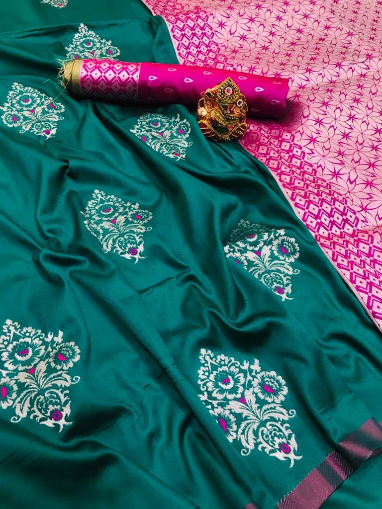 Green lichi silk zari weaving work saree Design dvz0001683