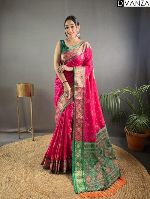 Hot Pink Rangeen Patola Silk saree DVZ0003961