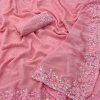 Hot Pink Sequence work Georgette Party wear Saree DV416
