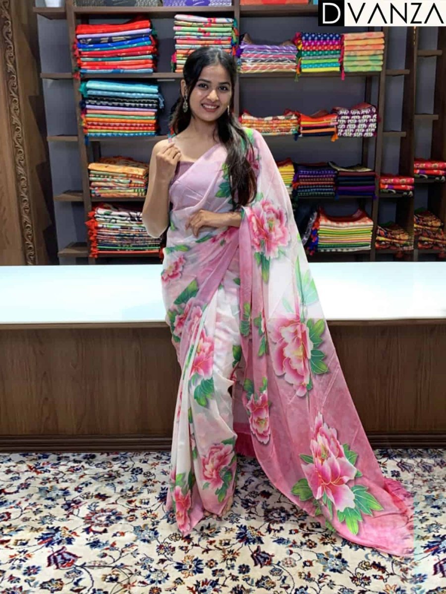 Latest Floral Saree Design dvz0003716