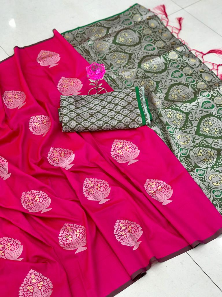 Lichi Silk Weaving Jacquard Saree in Pink dvz0002608