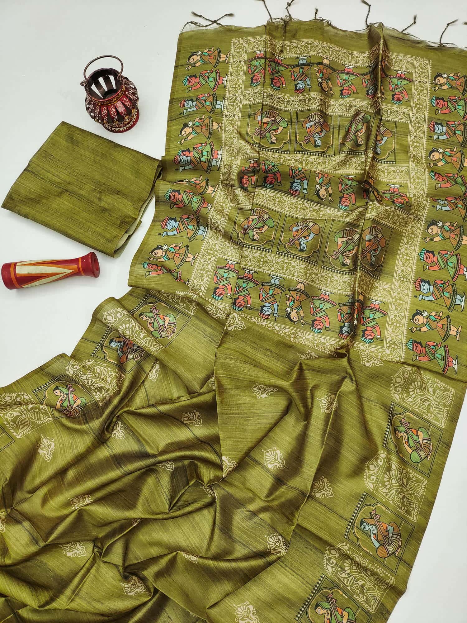 Light Green Unique Tussar Silk Saree DV442-2