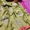 Light Green lichi silk zari weaving work saree Design dvz0001685