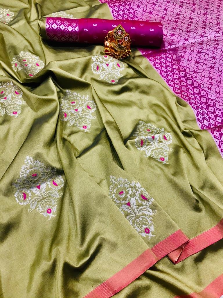 Light Green lichi silk zari weaving work saree Design dvz0001685