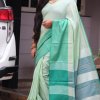 Linen saree with Blouse - linen silk sarees online (green ) dvz000018