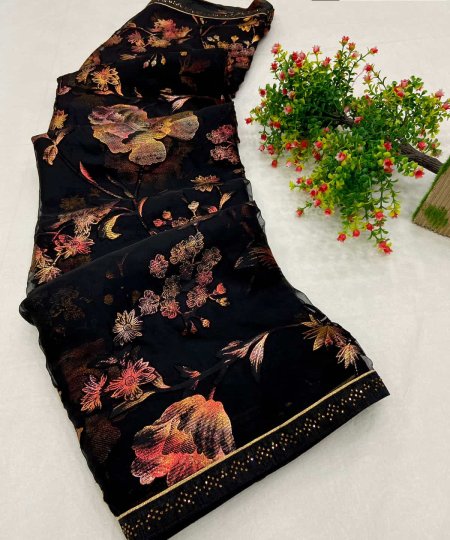 Luxurious Black Brasoo Silk Saree Online dvz0003544-2