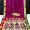 Magenta Kanchipuram Paithani silk party wear saree