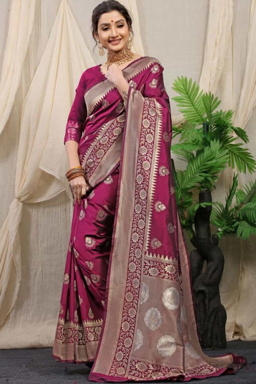 Magenta Kanchipuram Pure silk Handloom Saree DVZ0003519