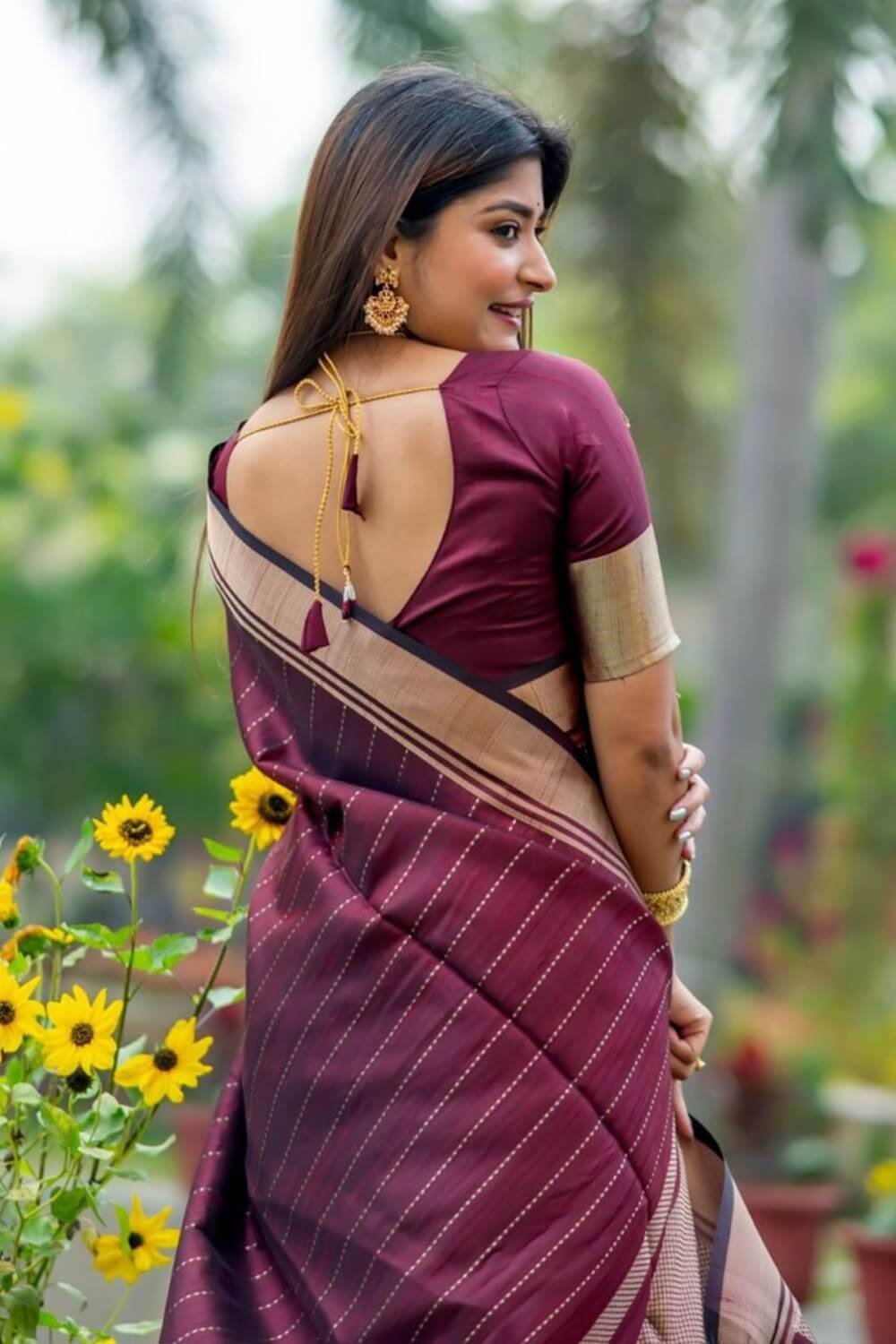 Maroon Silk Woven saree DV425-2