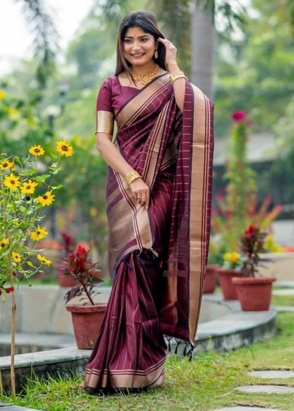Maroon Silk Woven saree DV425-5