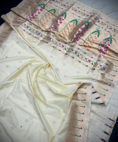 Marriage Function Off white Soft Kanchipuram Pethani Silk Saree dvz0003554