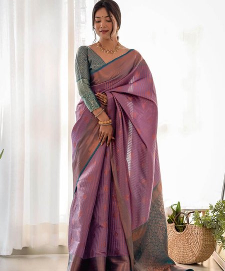 Mauve Pure Soft Kubera Pattu Silk Saree DVZ0004000