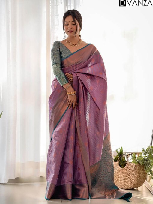 Mauve Pure Soft Kubera Pattu Silk Saree DVZ0004000