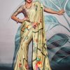 Modern Crape saree with Digital Print - Party wear - Beige - dvz0003827