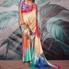 Multi color unique Printed Crepe Saree online shopping dvz0003830