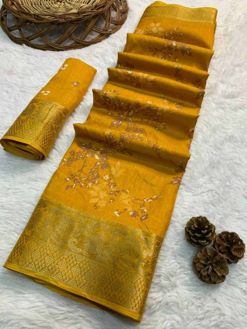 Mustard Party wear Dola Silk Saree DVZ0003988