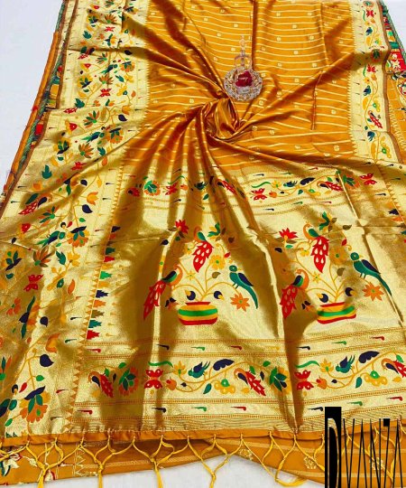 Mustard Pethani silk Saree for Marriage Function DVZ0003565